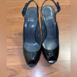 Stuart Weitzman patent leather peep toe heels